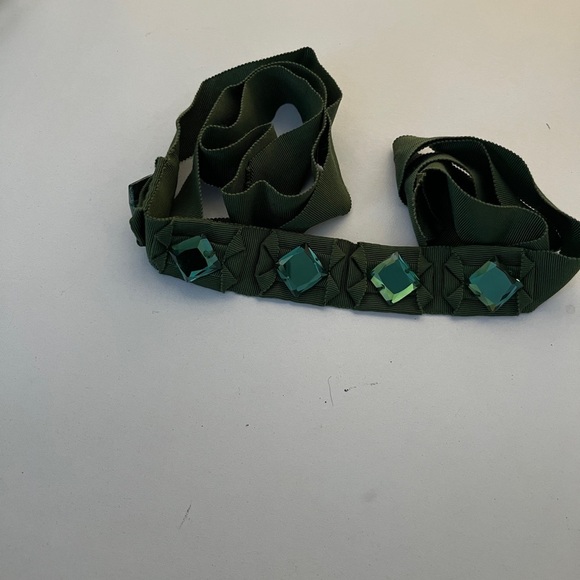 J. Crew Rhinestone Gem Bead Belt Emerald Green - Picture 2 of 3